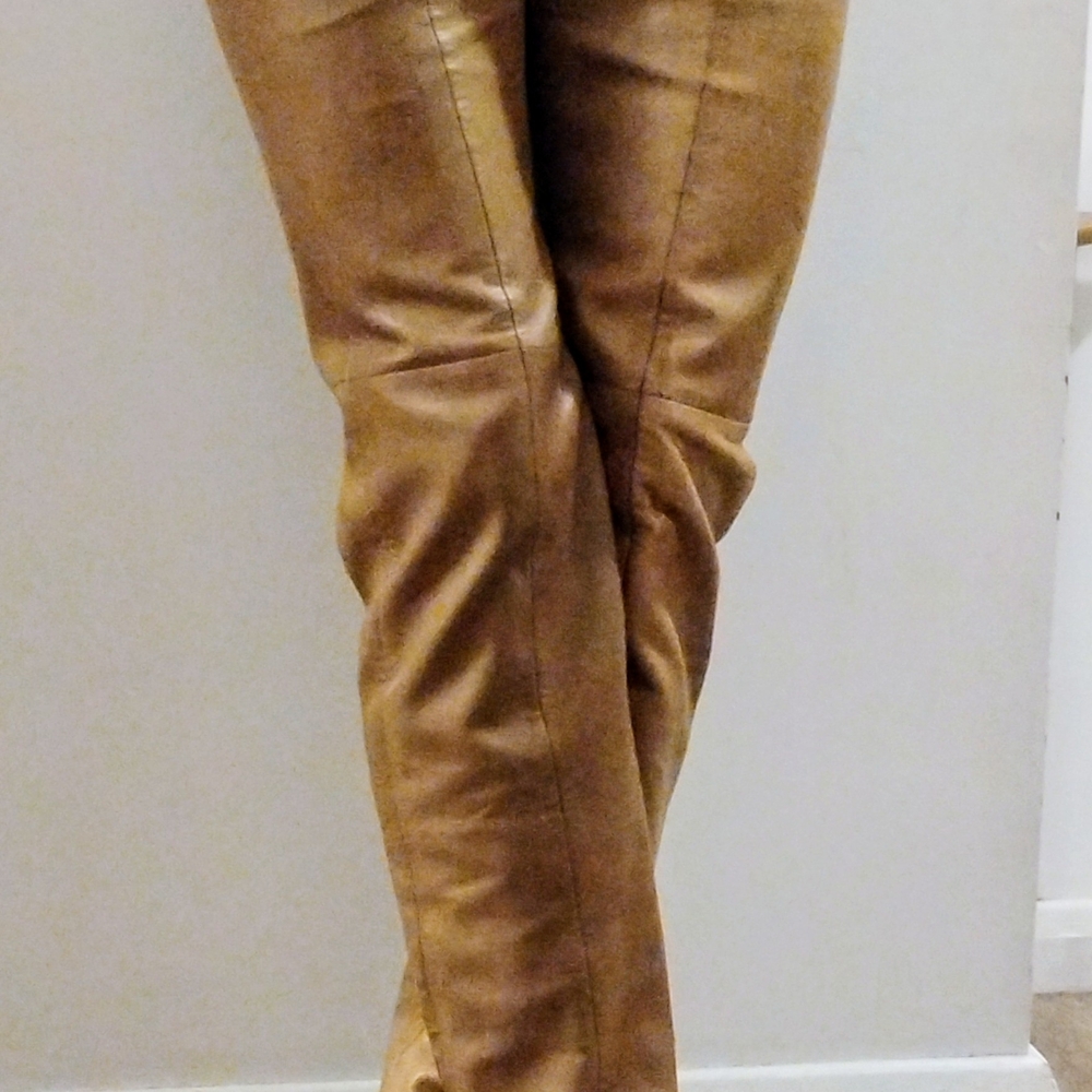 Women's Tan Leather Pants